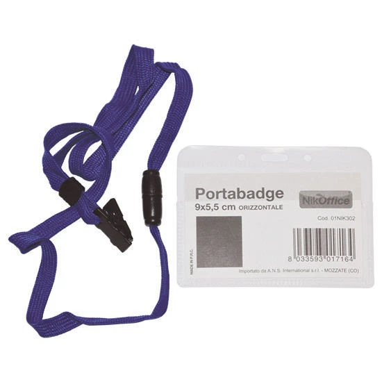 30 Pezzi Portabadge Portanome da Collo cm. 9x5,5 Nikoffice