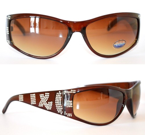 OCCHIALI da SOLE donna MARRONI lenti eleganti brillantini strass sunglasses  45 | eBay