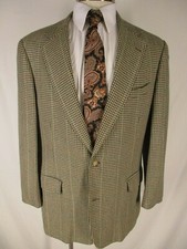 Brooks Brothers Mens Beige Houndstooth 2 Btn Tweed Blazer 41L USA Made