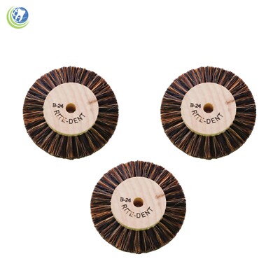 3 x  Dental Laboratory Lathe Round Bristles Polishing Brush B24 Wood Center