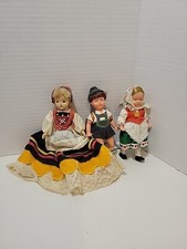 VTG German Boy and 2 Girls Doll Celluloid Traditional Bavarian Costume