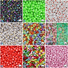 BeadTin 7mm Coin/Disc Alpha Plastic Beads - Heart Design 250pcs - Style choice