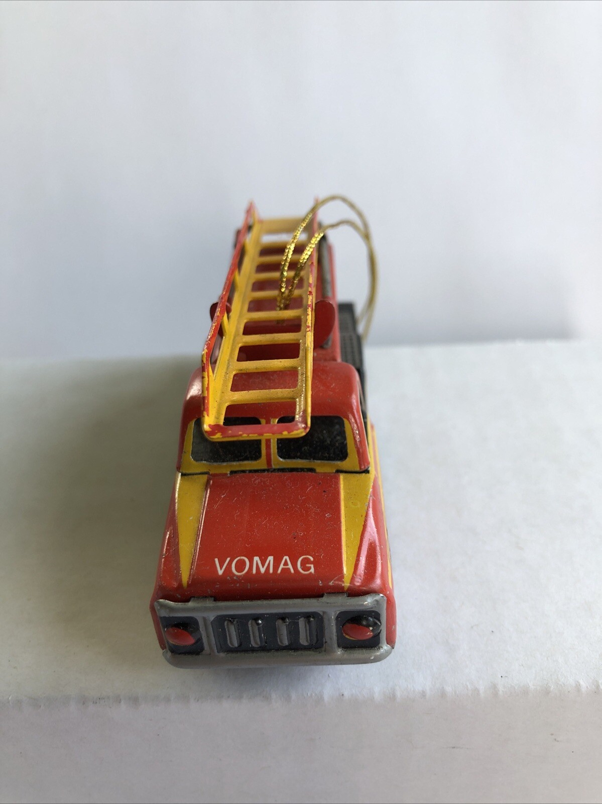 Vintage Vomag 13 ZZ Germany Christmas Ornament Tin Toy Fire Truck Fire Engine