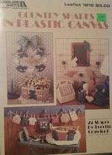 LEISURE ARTS COUNTRY SHAPES IN PLASTIC CANVAS PATTERN LEAFLET 1212  1989