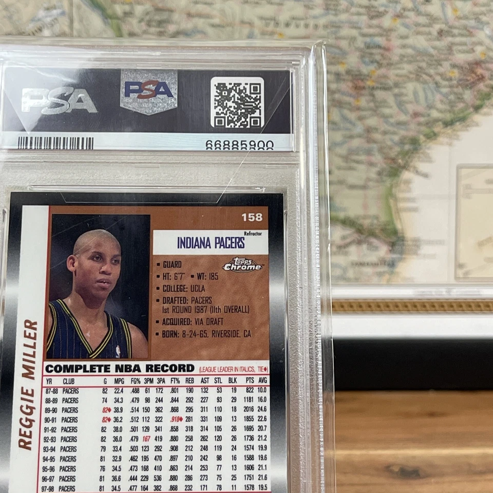 1998 Topps Chrome Reggie Miller Refractor #158 PSA9 HOF - Image 3 of 3