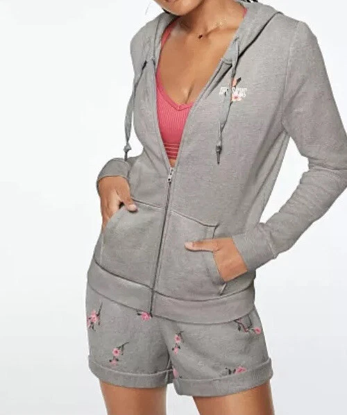 UNDERCOVER Felpa con cappuccio e zip intera nuova con etichetta Victoria’s Secret ROSA Everyday Lounge perfetta XS