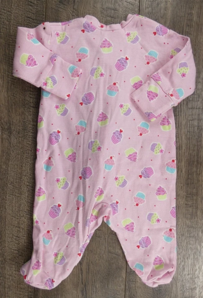 Baby Girl Clothes Halo Sleep Sack Preemie Pink Cupcake Footed Outfit - Image 2 of 2