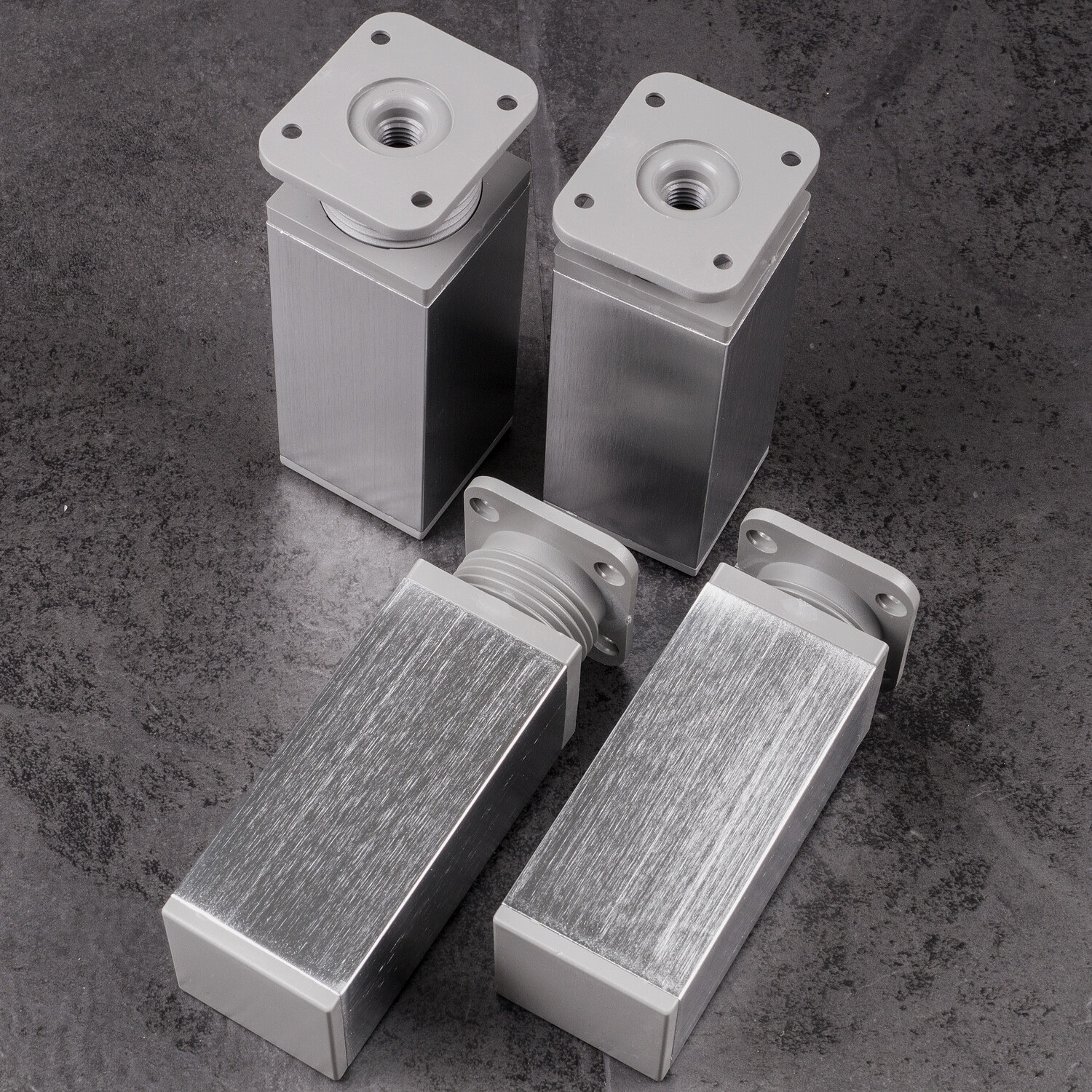 Möbelfuß 4er SET Möbelfüße 40x40 mm EDELSTAHL Optik 60-180mm Sockelfuß Fuß Küche