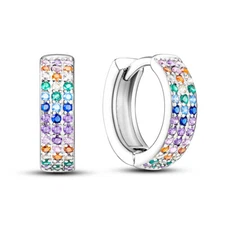 MULA Sparkling Rainbow Hoop Earrings AAA CZ For Women Jewelry 925 Silver Plated