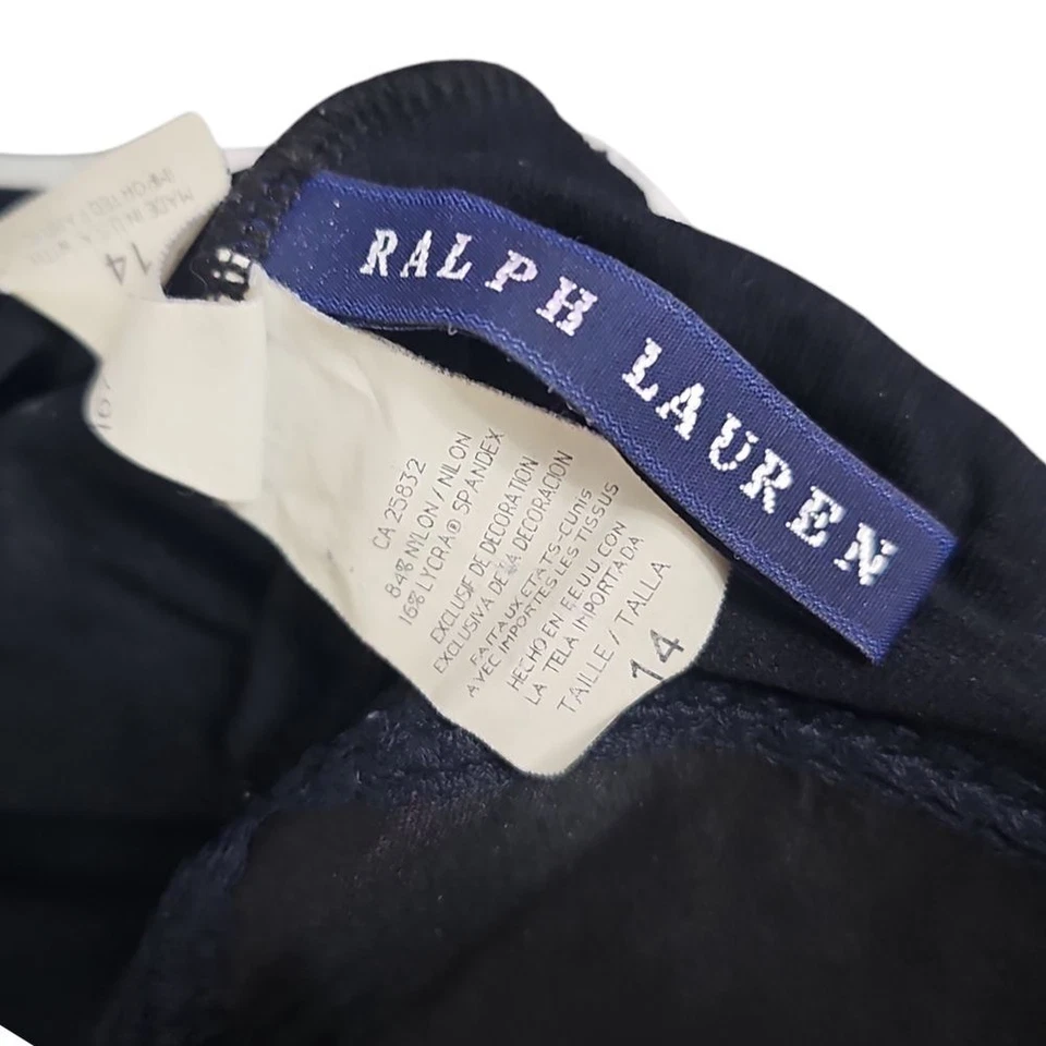 Camiseta sin mangas Ralph Lauren negra ribete blanco deportivo cami sujetador incorporado 14 de colección Foto 2 de 4