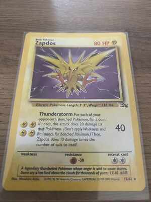Zapdos 20/130 Base Set 2 Holo Rare 2000 WOTC Vintage Pokemon TCG Card - LP