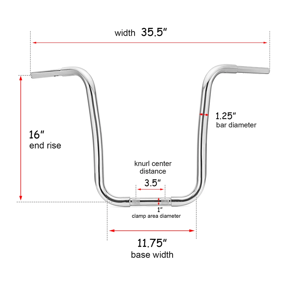 Manillar cruvado con suspensión APE cromado de 16" para Harley Softail Road King Glide Foto 2 de 4