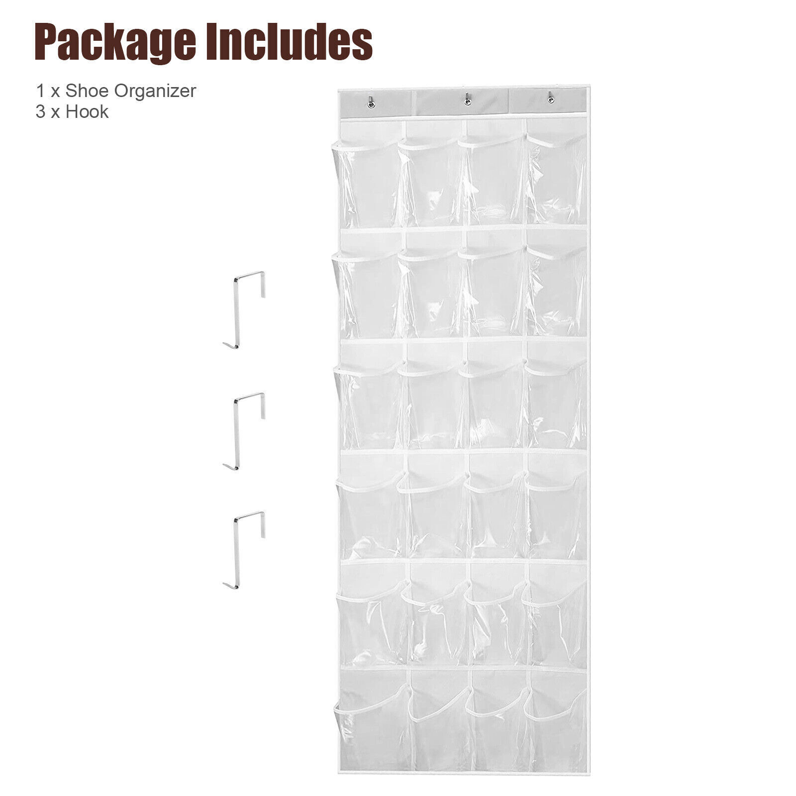 24-Pocket Over-The-Door Hanging Shoe Organizer, Blue