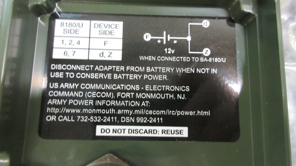 Electric Fuel Adapter J-6633/U An/Prc-119 Sincgars Radio Military ...