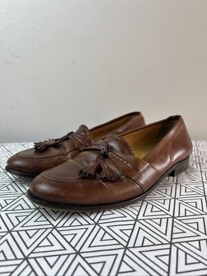 Johnson & Murphy Men\'s Cognac Leather Loafers Size 9 1/2\