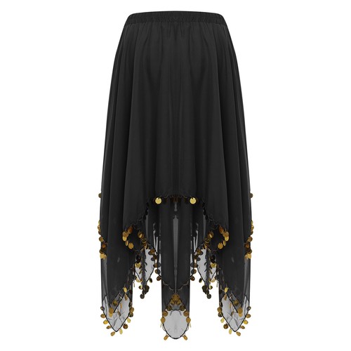 Damen Swing Rock Mottoparty Bauchtanz Glitzerröcke unregelmäßiger Saum einfarbig - Bild 72 von 140