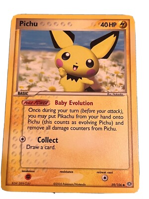Pichu 59/106 Ex Emerald Non Holo Mint/NM Pokémon card rare | eBay UK