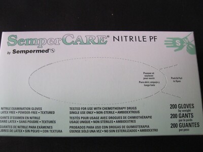 SemperCare Nitrile PF exam gloves /six boxes for $90.00