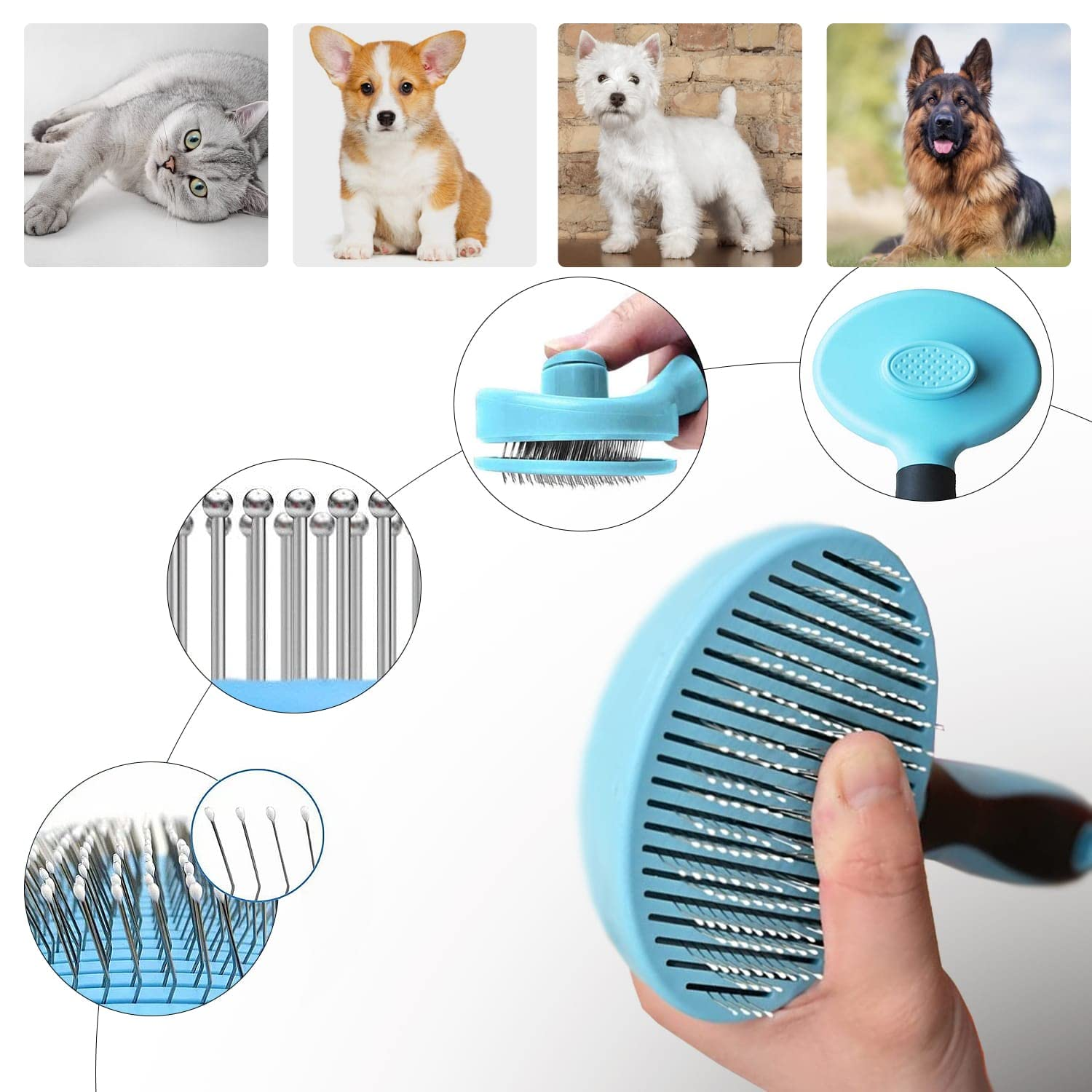 Improved Dog, Cat Hair Brush Super Soft, Slicker Brushes for Cats