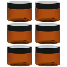 6 Pack 4oz Amber Plastic Cosmetic Jars Leakproof Container with Lids for Cream