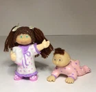 Cabbage Patch Kids PVC Figures Cake Toppers Brunette Brown Hair Vtg Set Of 2