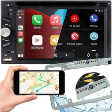 DVD Car Stereo Receiver Work w/ Bluetooth, Apple CarPlay, Android Auto, CAM PK3