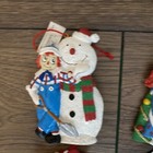 Raggedy Ann with tree and Raggedy Andy with snowman Christmas ornaments  — photo 4