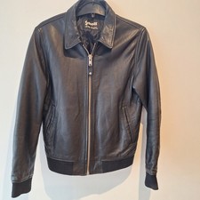 Schott Black Leather Bomber Jacket Sz M