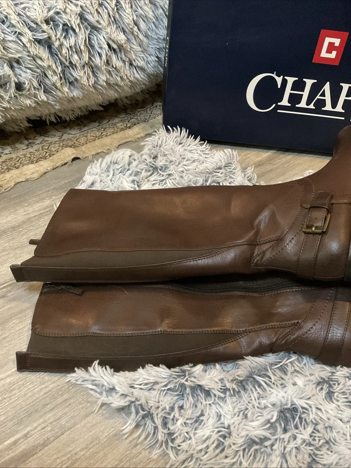 Botas de Montar Chaps “GALYN” 6.5B Marrón Imitación Cuero Cremallera Completa Foto 4 de 4
