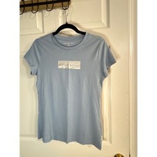 Calvin Klein Jeans Womens T Shirt Small Blue Logo Short Sleeve Tee Top