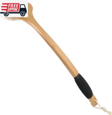 OWIIZI Back Scrub Brush for Shower,Stiff Boar Bristles Bamboo Curved Long Handle