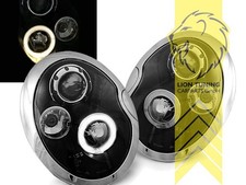 LED Angel Eyes Scheinwerfer f&uuml;r Mini Cooper One R50 R52 R53 schwarz
