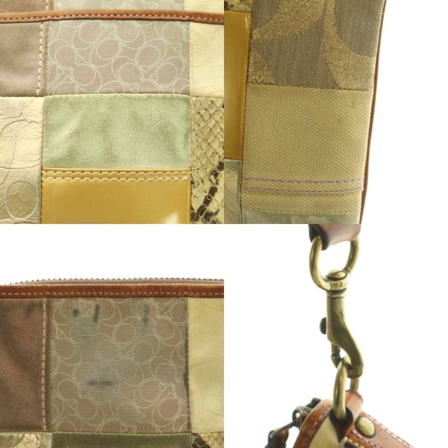 Coach Shoulder Bag Patchwork Brown Multicolor 100… - image 7
