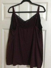 Lane Bryant Burgundy With Black Lace Trim Camisole Size 18/20