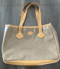 Vintage Gucci Micro GG Monogram Tote Bag Tan Leather Large Shopper Purse READ