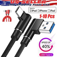 90 Degree Fast Charge USB-C to USB-A Cable Type C Charger Cord Charging LOT