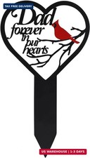 Heart Memorial Grave Markers for Cemetery, Cardinals Garden Stake Metal Memorial