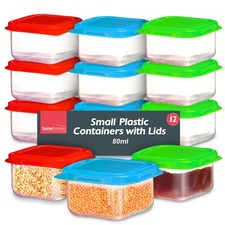 12pk Mini Plastic Storage Containers Clear Small Boxes with Lids Food Pots Box