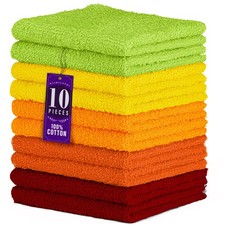 DecorRack 10 Pack 100 Cotton Wash Cloth, Luxurious Soft, 12 x 12 inch Ultra