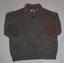 Chaps Sweater Dark Gray Long Sleeve Logo Pullover Elbow Pads Men's Large