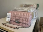 Michael Kors Tribeca Smokey Rose Large Convertible Silver Chain Shoulder Bag