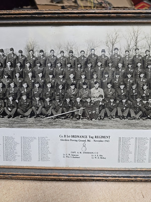 #ad OLD US ARMY ABERDEEN MD PHOTO COMPANY B 1ST ORDNANCE REG WWII 1943 NAMES HISTORY $125.97