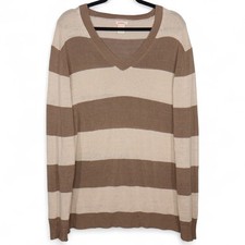 GAP Mens Linen V-Neck Sweater Size Large Stri...