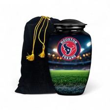 Custom Text For Houston Texans Football Theme Style Black Urn with Bag