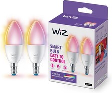 WiZ Smart Bulb, E14 Colour, Smart Dimming LED, WiFi Twin Pack