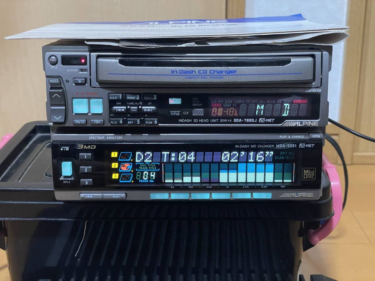 ALPINE In-Dash CD Changer　3DA-7885J Alpine 3CD/3MD Deck 3DA-7885J/MDA-5051 + 4ch Amplifier 3528