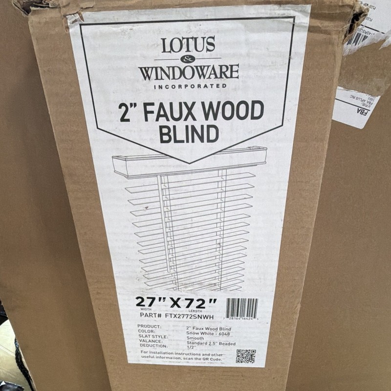 Lotus & Windoware 2in Faux Wood Horizontal Blind Light Filtering 27x72 Snow