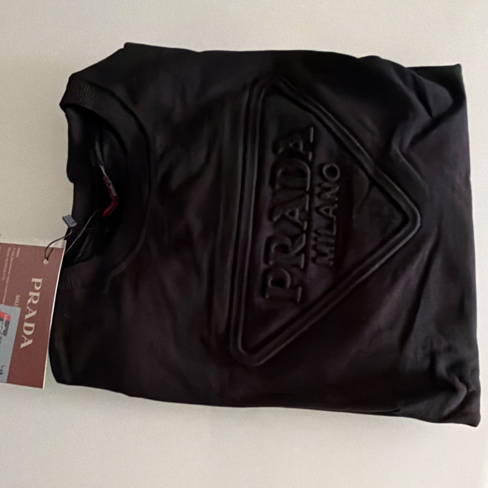 PRADA Black Logo Men's Crew Neck Regular Fit Pullover Long Sleeve Sweatshirt thumbnail 2