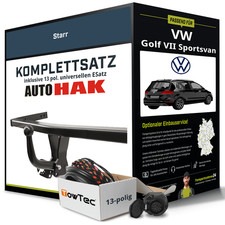 Für VW Golf 7 Sportsvan Typ AM1 Anhängerkupplung starr +eSatz 13pol uni 14- NEU