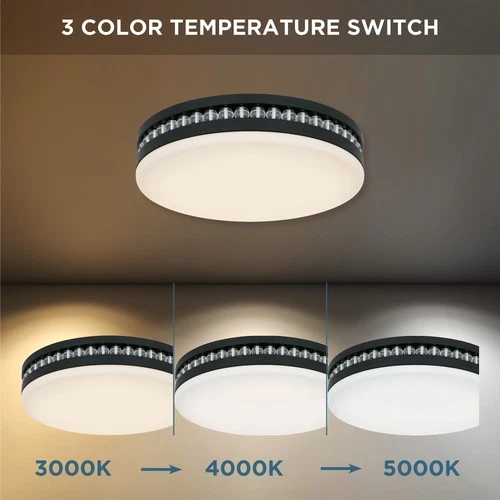 Quoizel QFL6785 Carey 16"W LED Flush Mount Drum Ceiling Fixture - Black - Picture 2 of 12